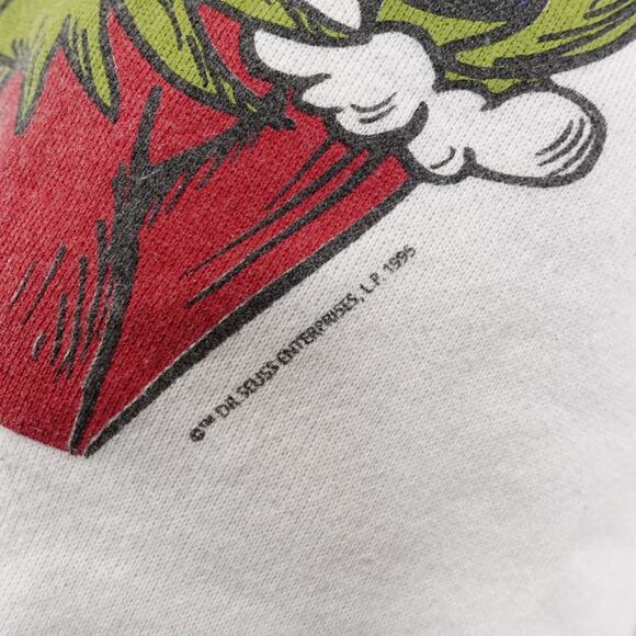 Vintage Grinch Sweatshirt XL White Graphic Dr Seuss Christmas 90s - Picture 4 of 12